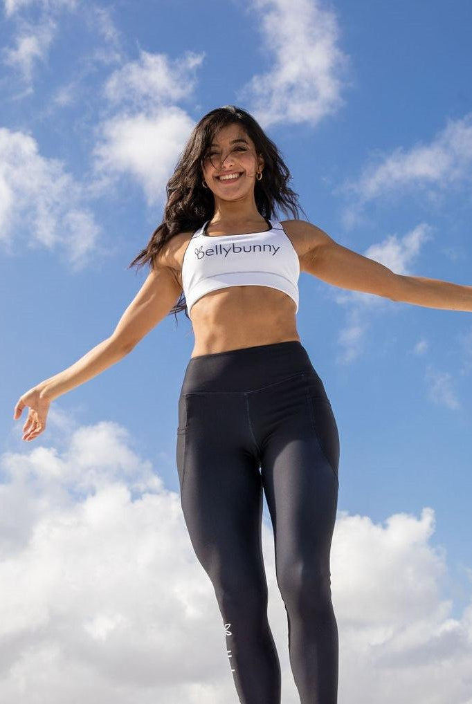 Bellybunny-Women's Classic Leggings-Black with White Logo