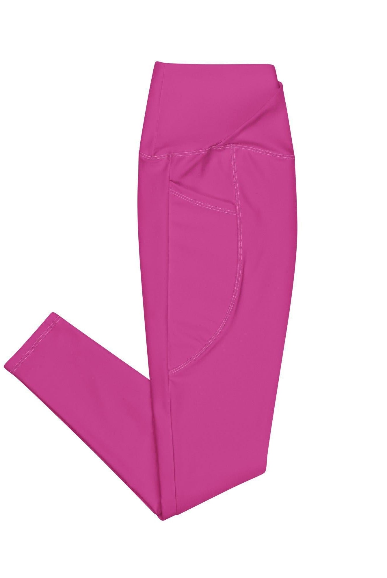 Bellybunny-Women's Crossover Leggings-Pink with White Logo