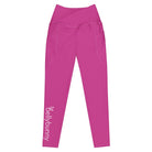 Bellybunny-Women's Crossover Leggings-Pink with White Logo