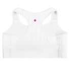 White Sports Bra purple logo--back