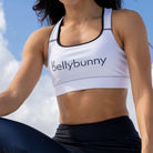 Bellybunny-Women's Sports Bra-White with black trim and black logo