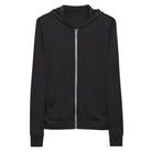 Bellybunny Women's Zip-Up Hoodie-Charcoal black Triblend-with pink logo-front