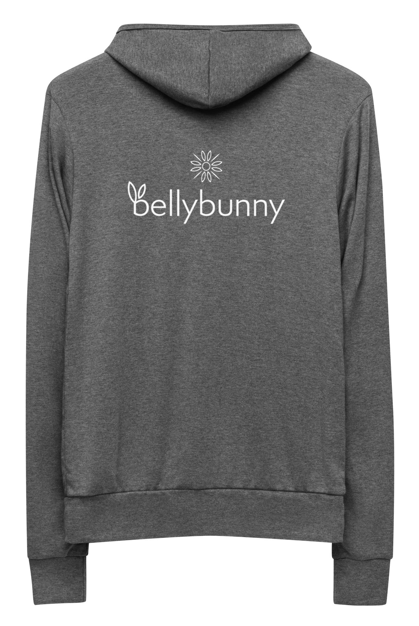 Bellybunny Women's Zip-Up Hoodie-Grey Triblend  white logo