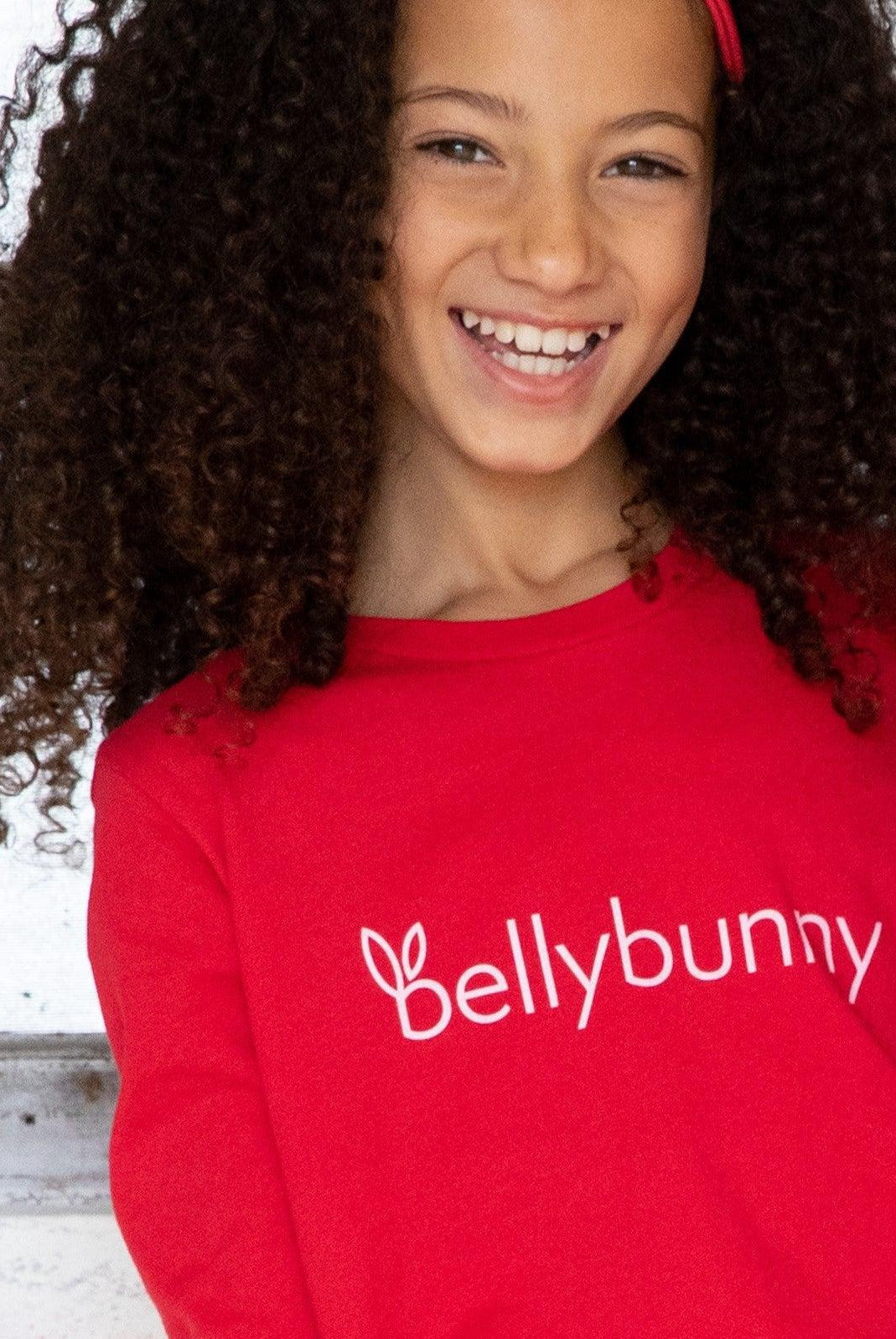 Bellybunny-Youth Long Sleeve T-Shirt-red with white logo
