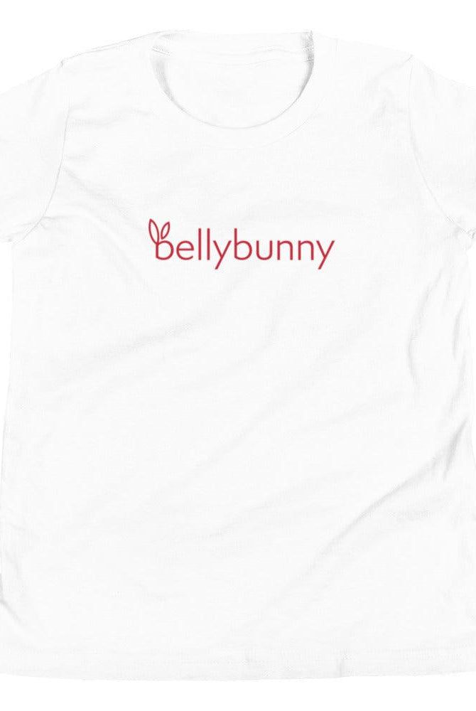 Bellybunny-Youth Short Sleeve T-Shirt-White with red logo