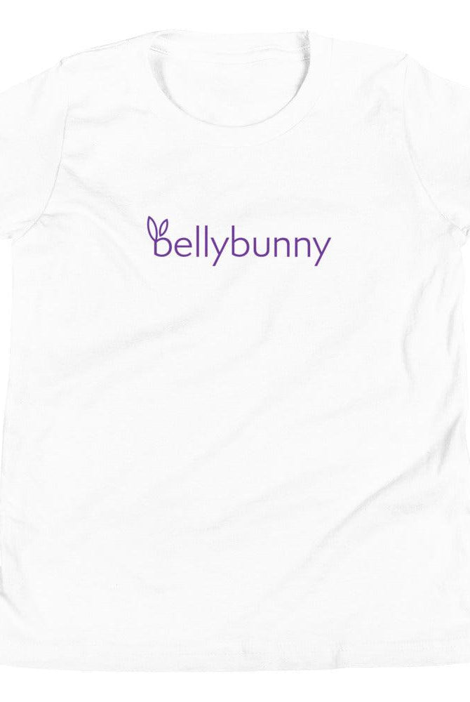 Bellybunny-Youth Short Sleeve T-Shirt-white with purple logo