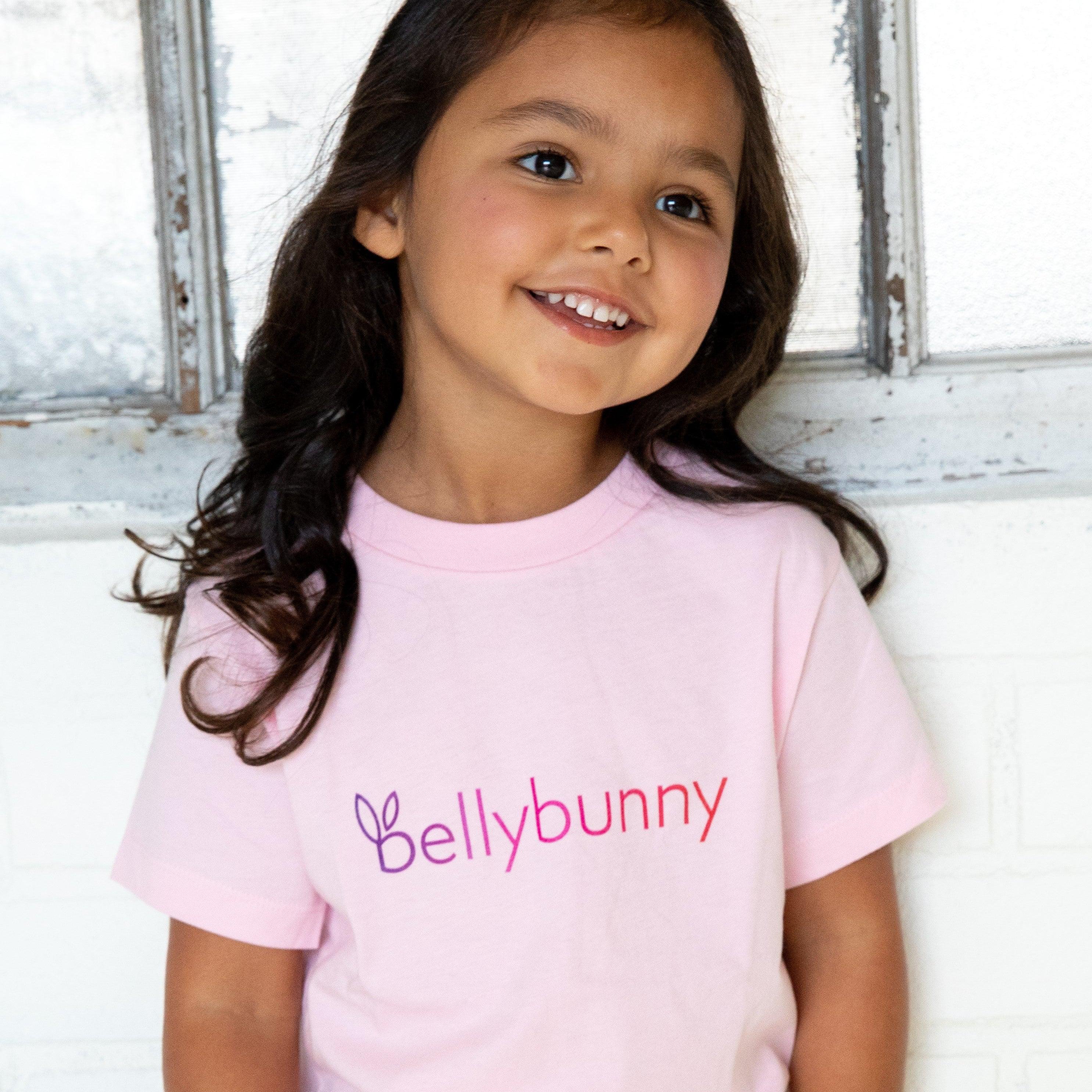 Bellybunny Baby & Toddler-Toddler Jersey T-Shirt-Pink-with-Rainbow-Logo