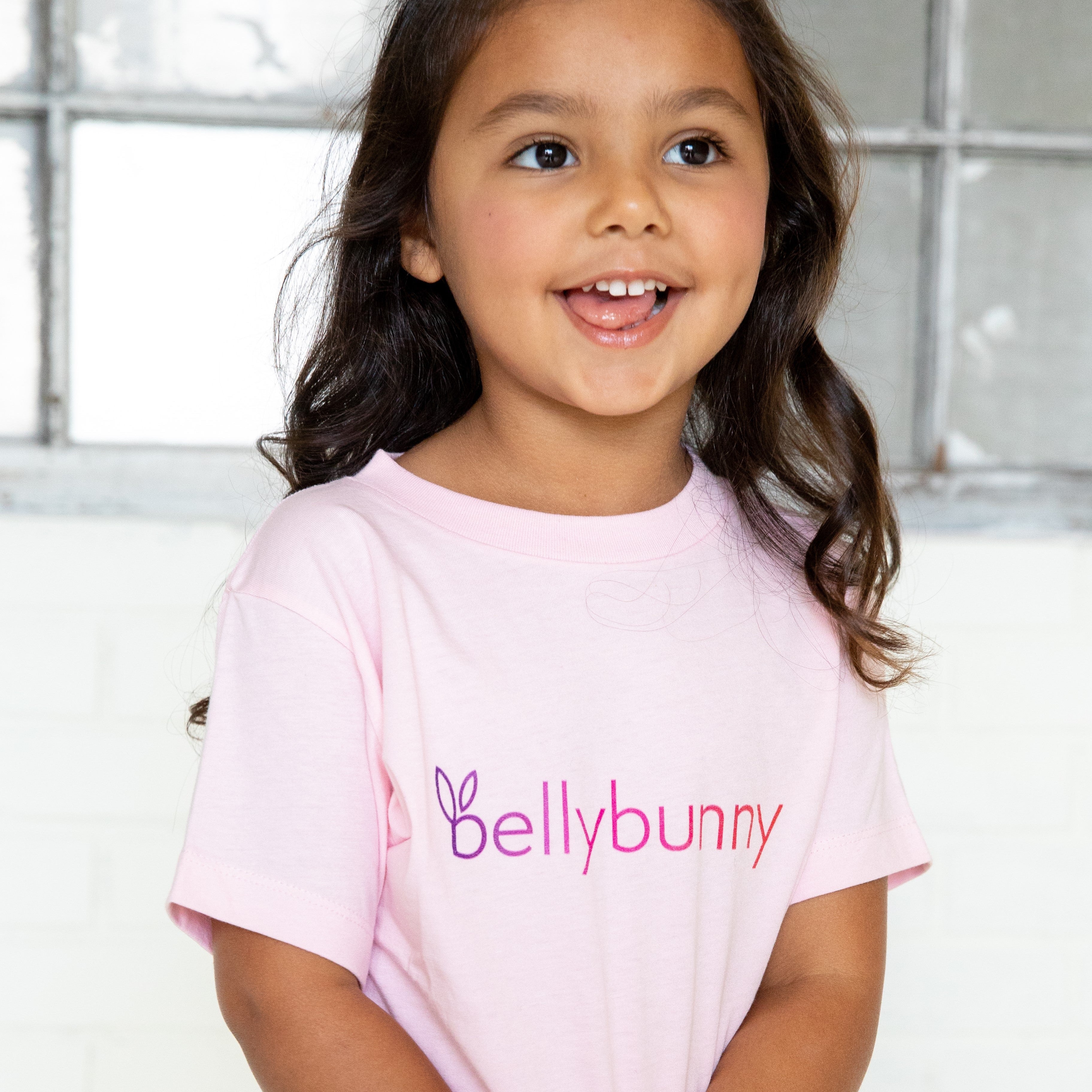 Bellybunny Baby & Toddler-Toddler Jersey T-Shirt-Pink-with-Rainbow-Logo