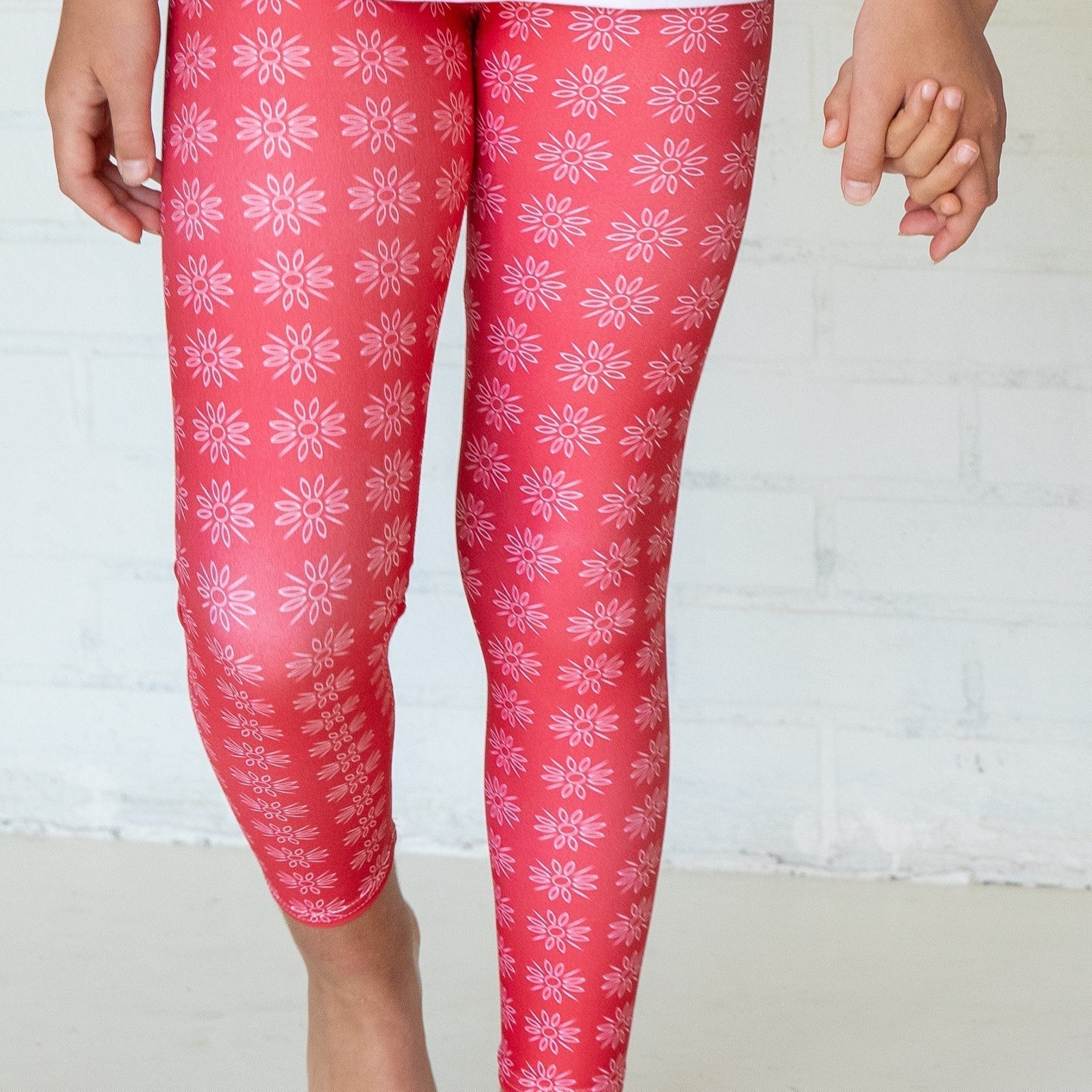 Bellybunny  red  Leggings white sun logo