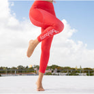 Bellybunny-Women's Classic Leggings-Red with White Logo