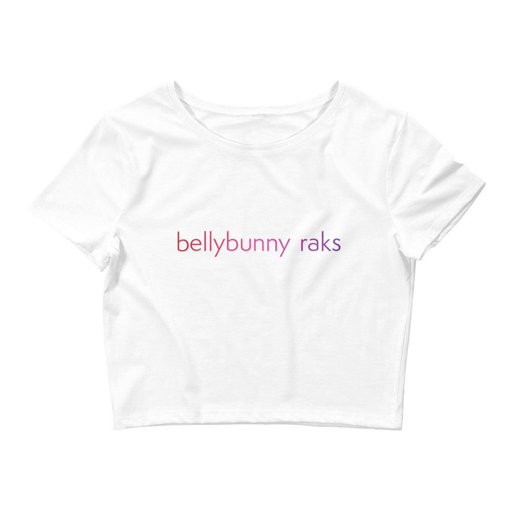 Bellybunny Crop top white with rainbow raks logo