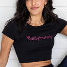 Bellybunny-Women’s Crop Top-Black with pink logo