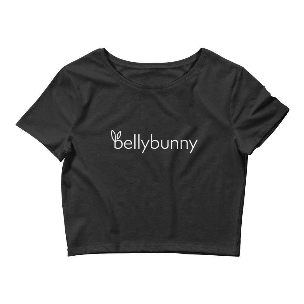 Bellybunny-Women’s Crop Top-Black with white logo