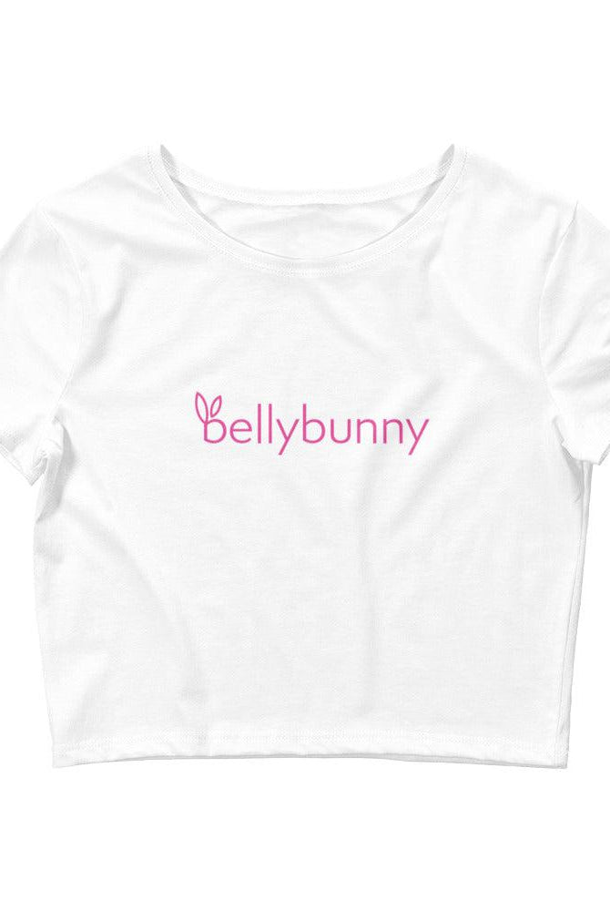 Bellybunny-Women’s Crop Top-white with pink logo