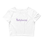 Bellybunny-Women’s Crop Top-white with purple logo