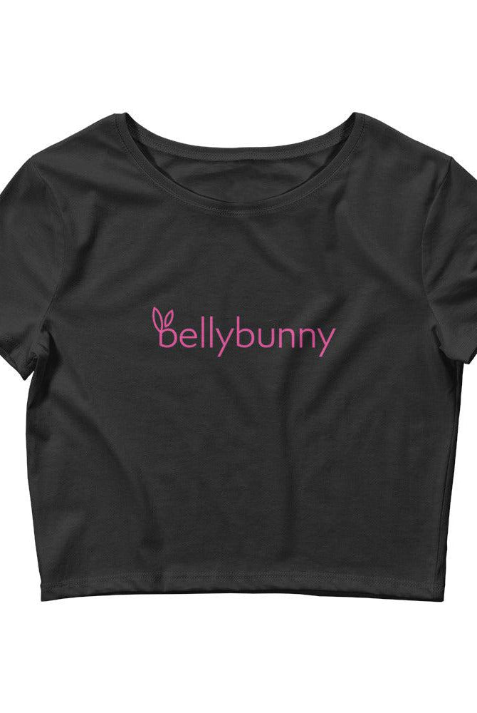 Bellybunny-Women’s Crop Top-Black with pink logo