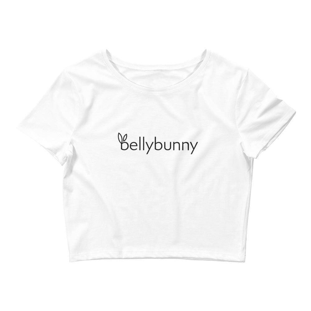 Bellybunny-Women’s Crop Top-white with black logo