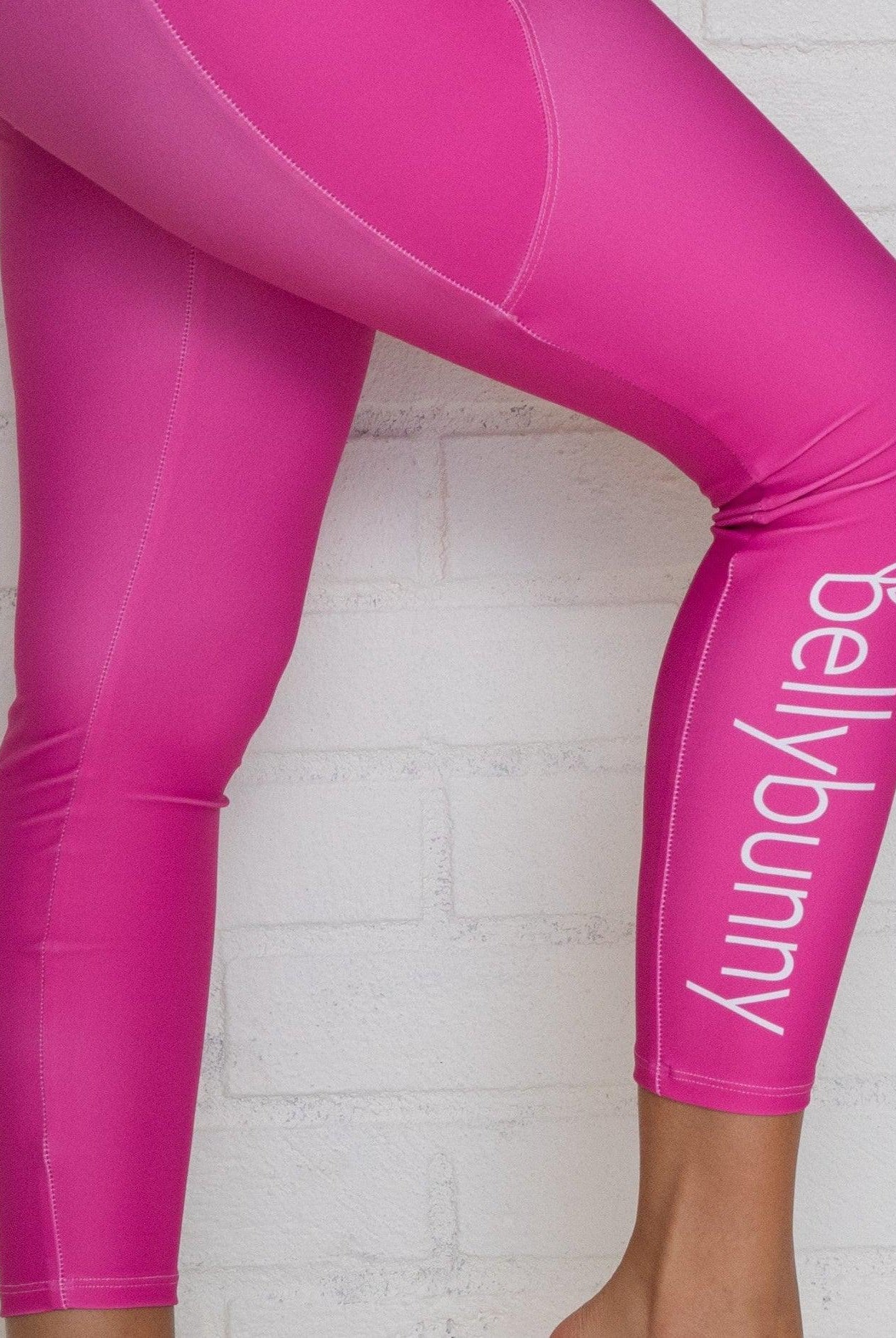 Bellybunny-Women's Crossover Leggings-Pink with White Logo