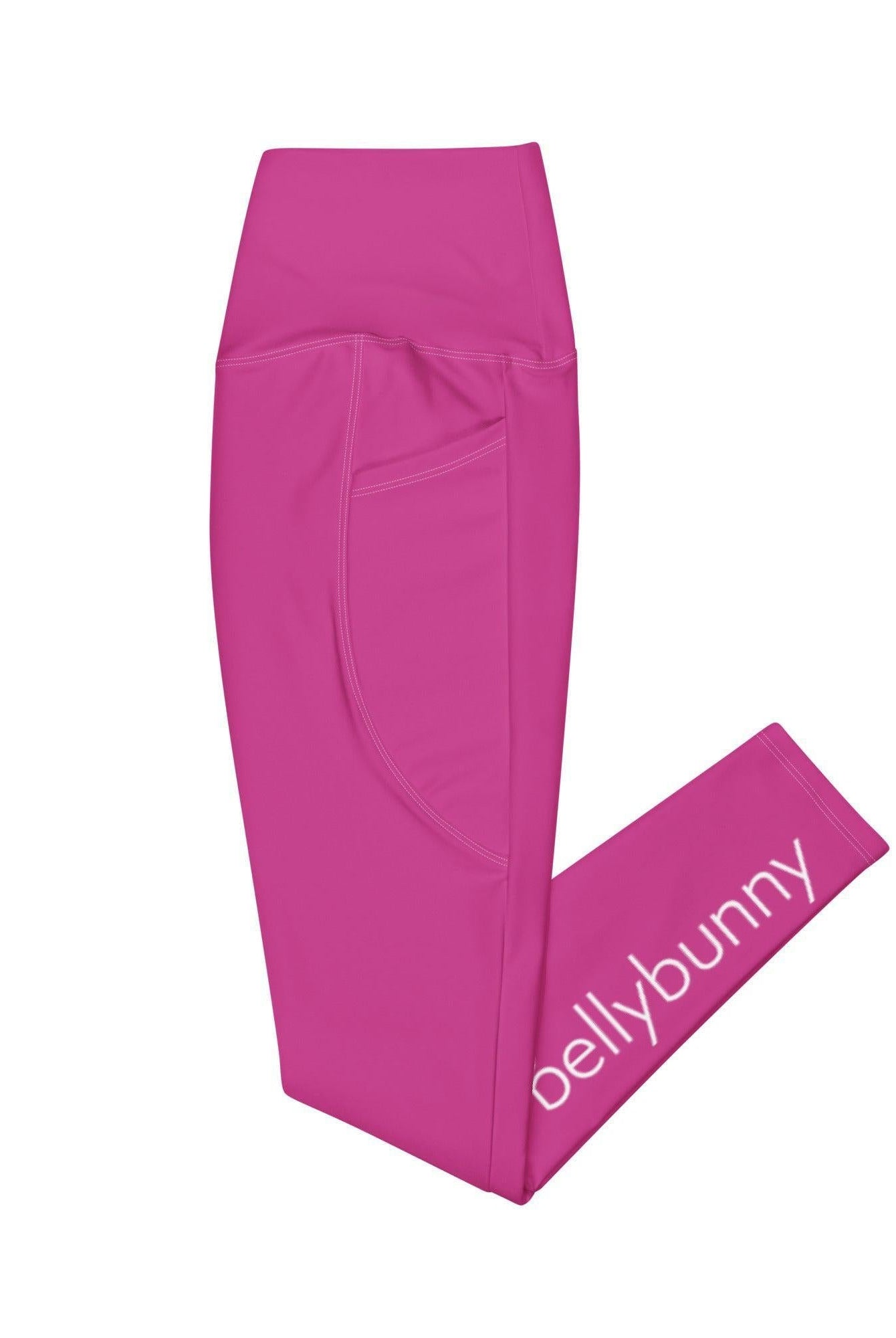 Bellybunny-Women's Crossover Leggings-Pink with White Logo
