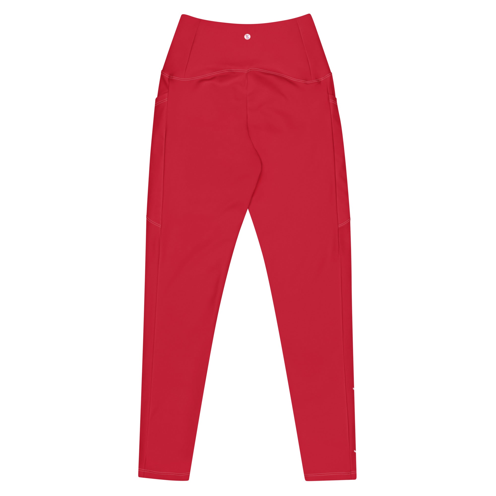 Bellybunny-Women's Crossover Leggings-Red with White Logo