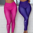 Bellybunny-Women's Crossover Leggings-Purple with White Logo