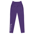 Bellybunny-Women's Crossover Leggings-Purple with White Logo