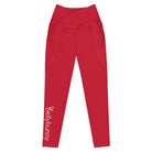 Bellybunny-Women's Crossover Leggings-Red with White Logo