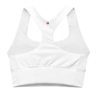 Bellybunny-Women's Longline Sports Bra-White with Pink Logo