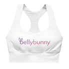 Bellybunny-Women's Longline Sports Bra-White with Rainbow Logo