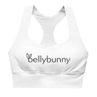 Bellybunny-Women's Longline Sports Bra-White with Black Logo