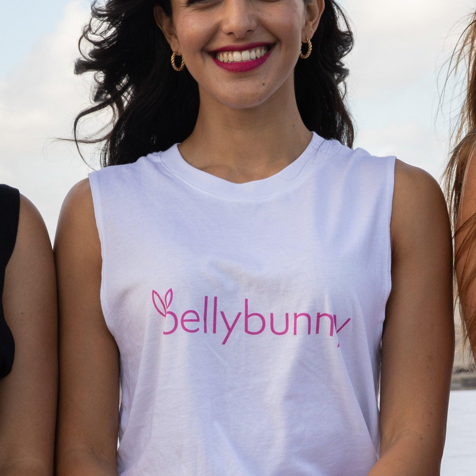 Bellybunny white Muscle Tshirt Pink Logo