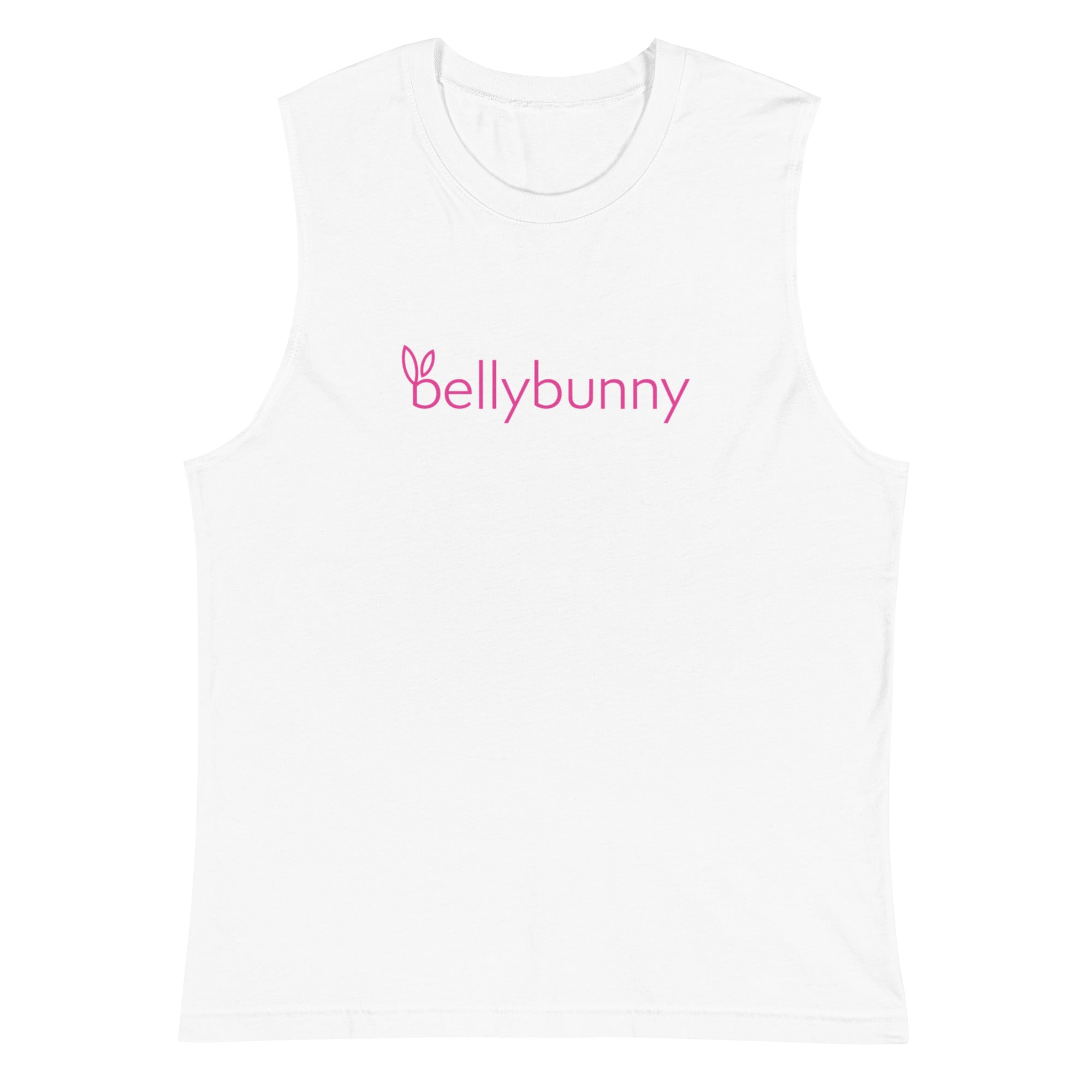 Bellybunny White Muscle Tshirt with Pink Logo