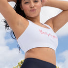 Bellybunny-Women's Sports Bra-White with red logo