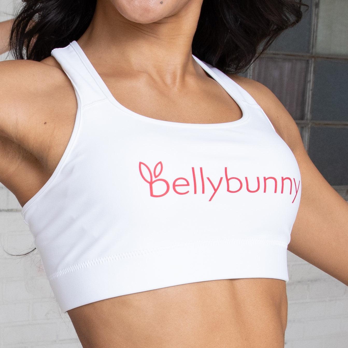 Bellybunny-Women's Sports Bra-White with red logo