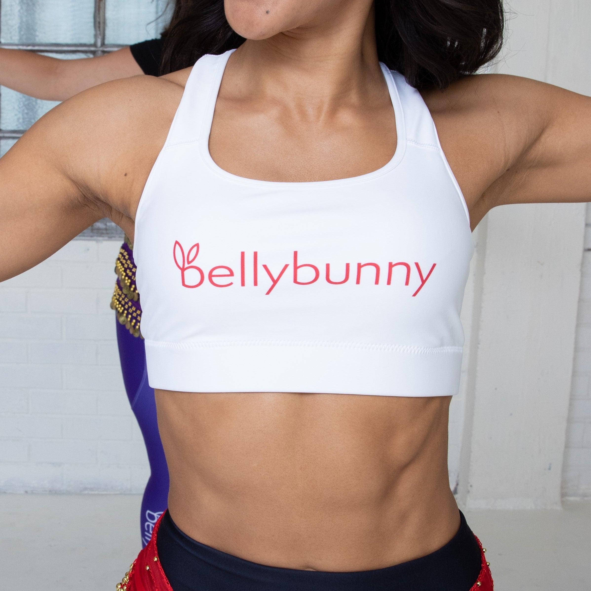 Bellybunny-Women's Sports Bra-White with red logo