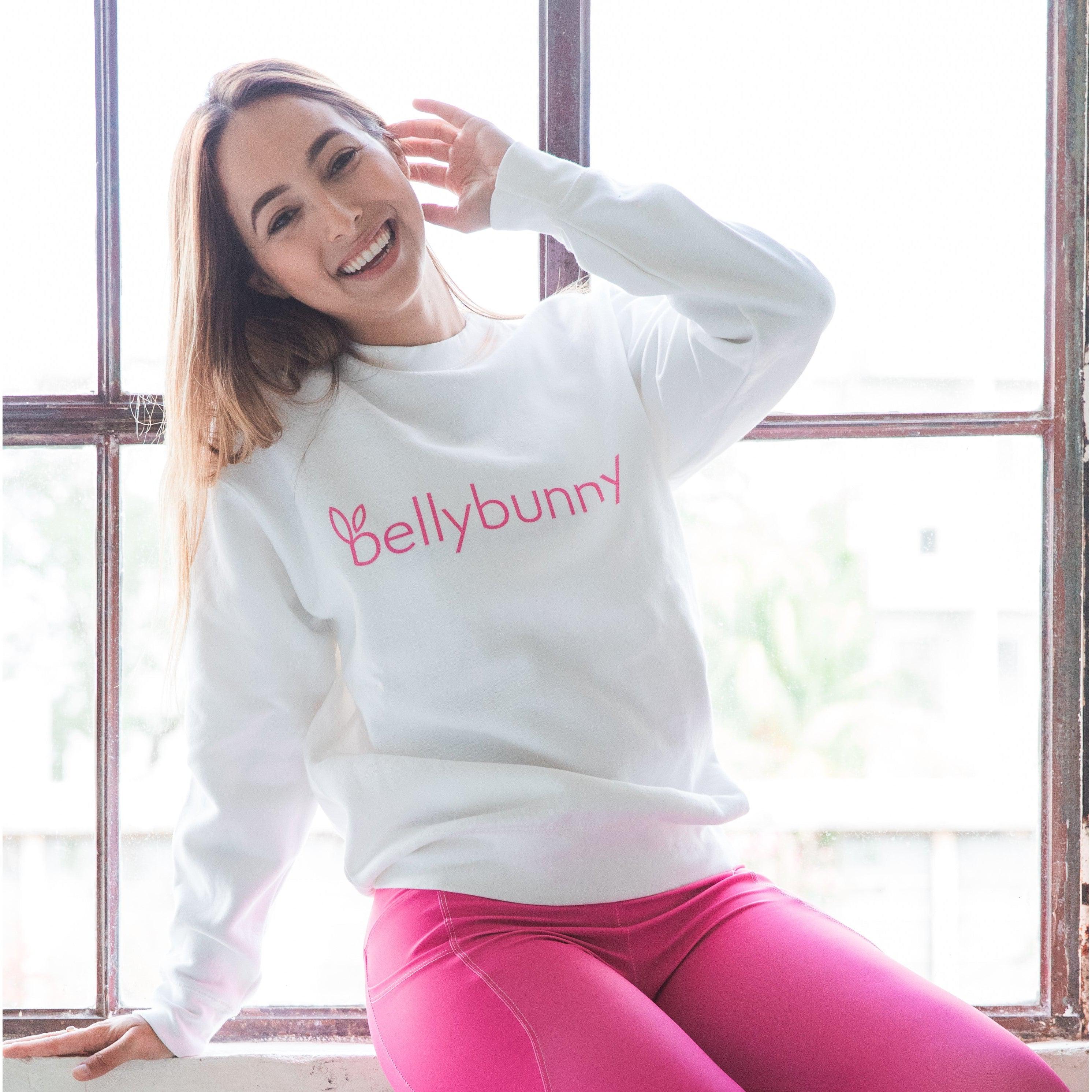 Bellybunny Sweatshirt white with pink logo