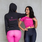 Bellybunny Women's Zip-Up Hoodie-Charcoal black Triblend-pink logo