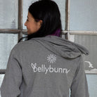 Bellybunny-Women's Zip-Up Hoodie- grey with white logo