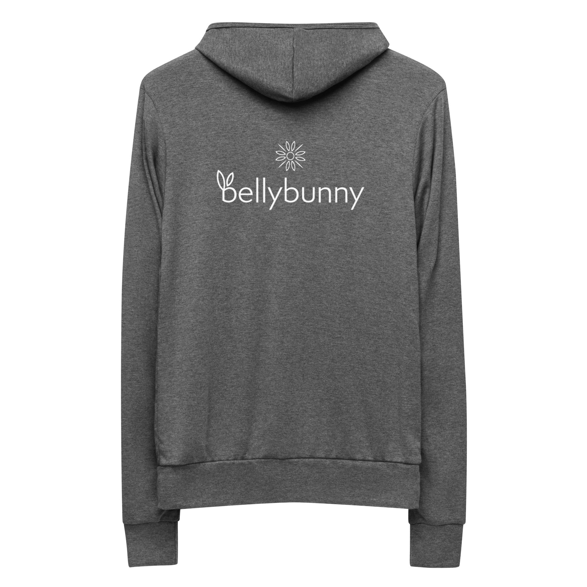 Bellybunny Women's Zip-Up Hoodie-Grey Triblend white logo