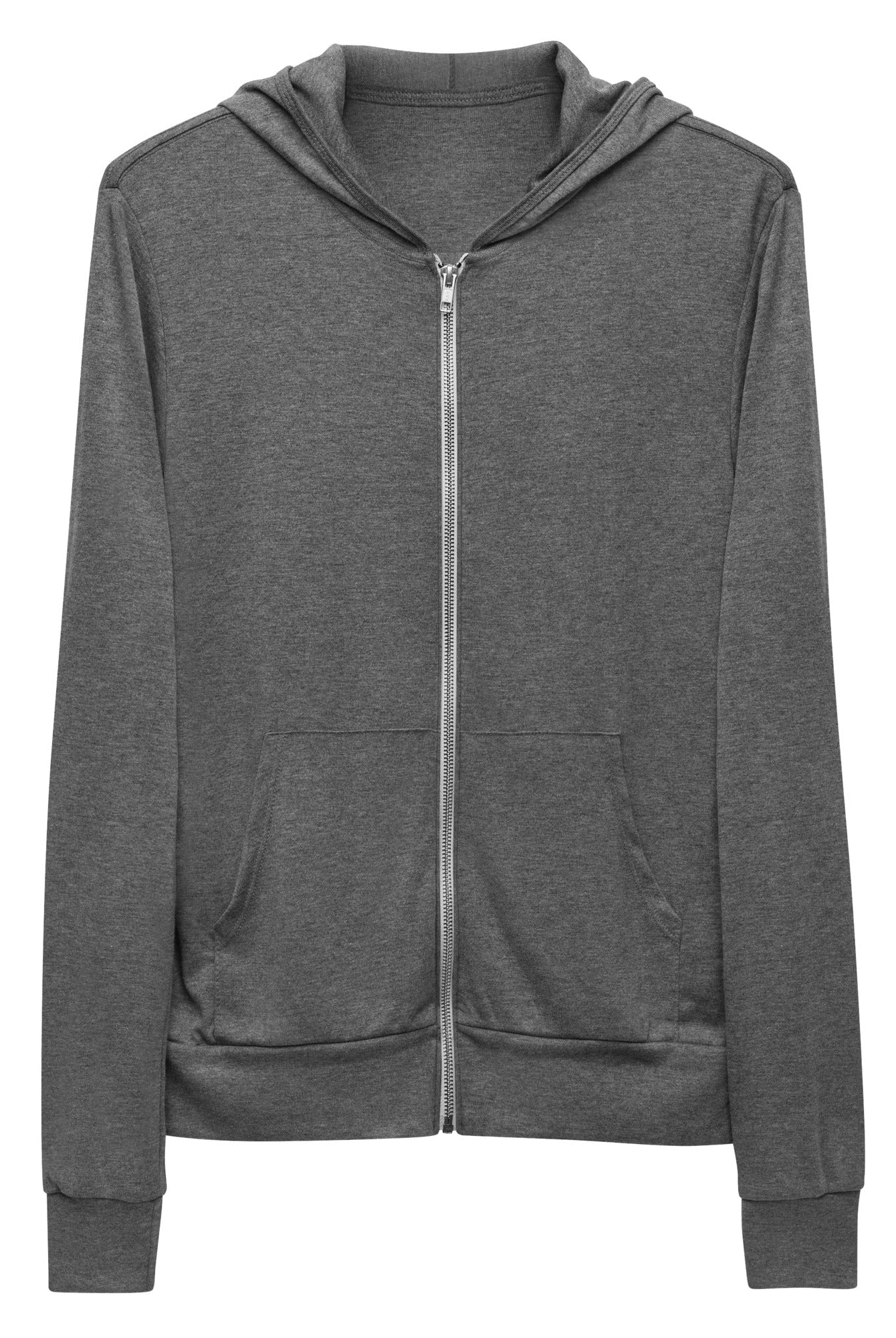 Bellybunny-Women's Zip-Up Hoodie- grey with white logo-front