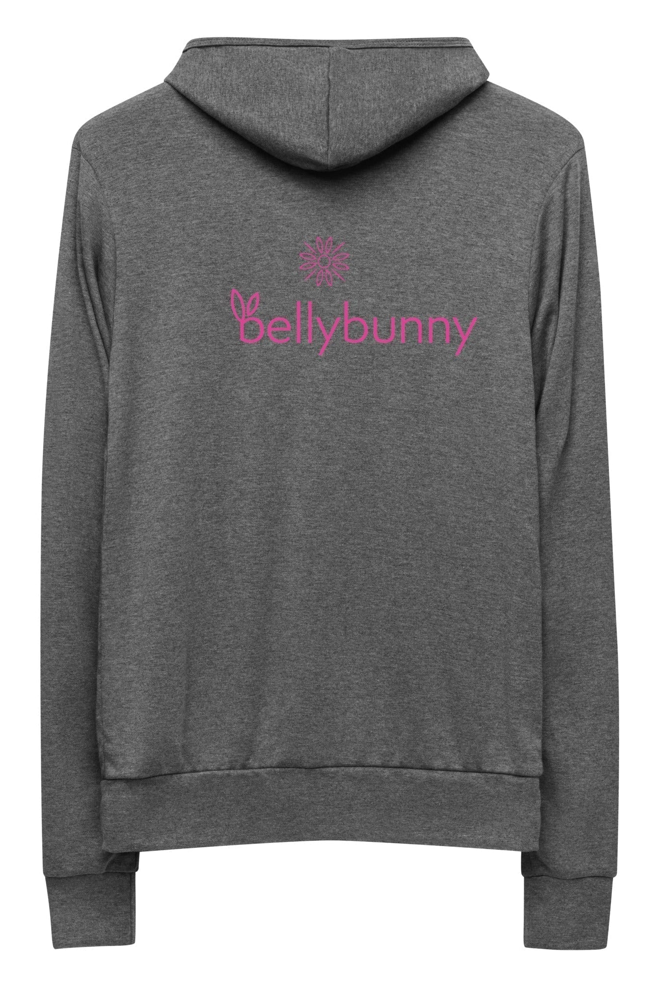 Bellybunny Women's Zip-Up Hoodie-Grey Triblend with pink logo