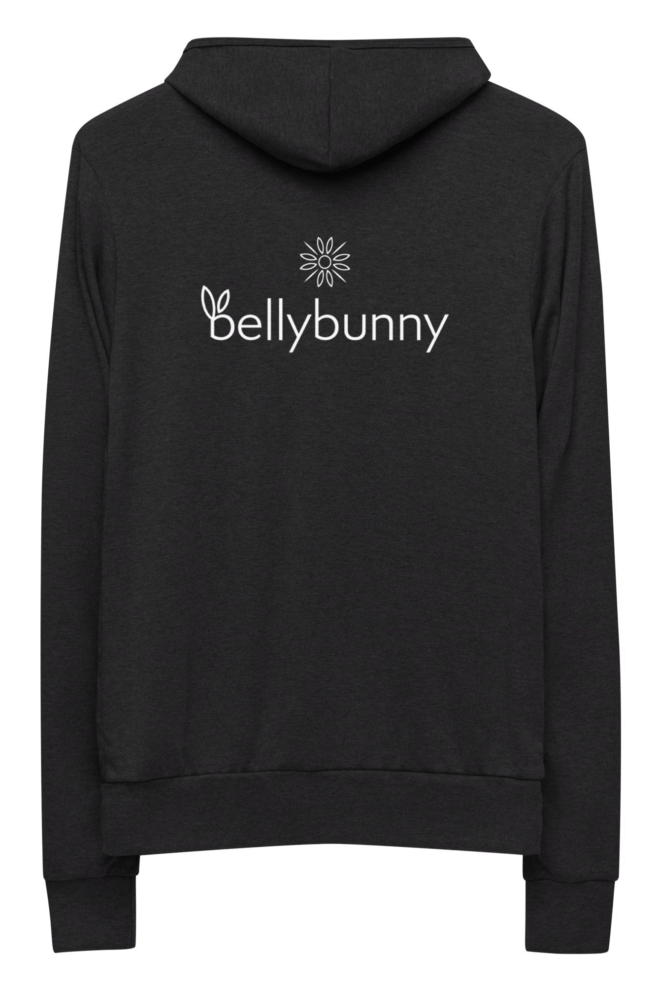 Bellybunny Women's Zip-Up Hoodie-Charcoal black Triblend with white logo
