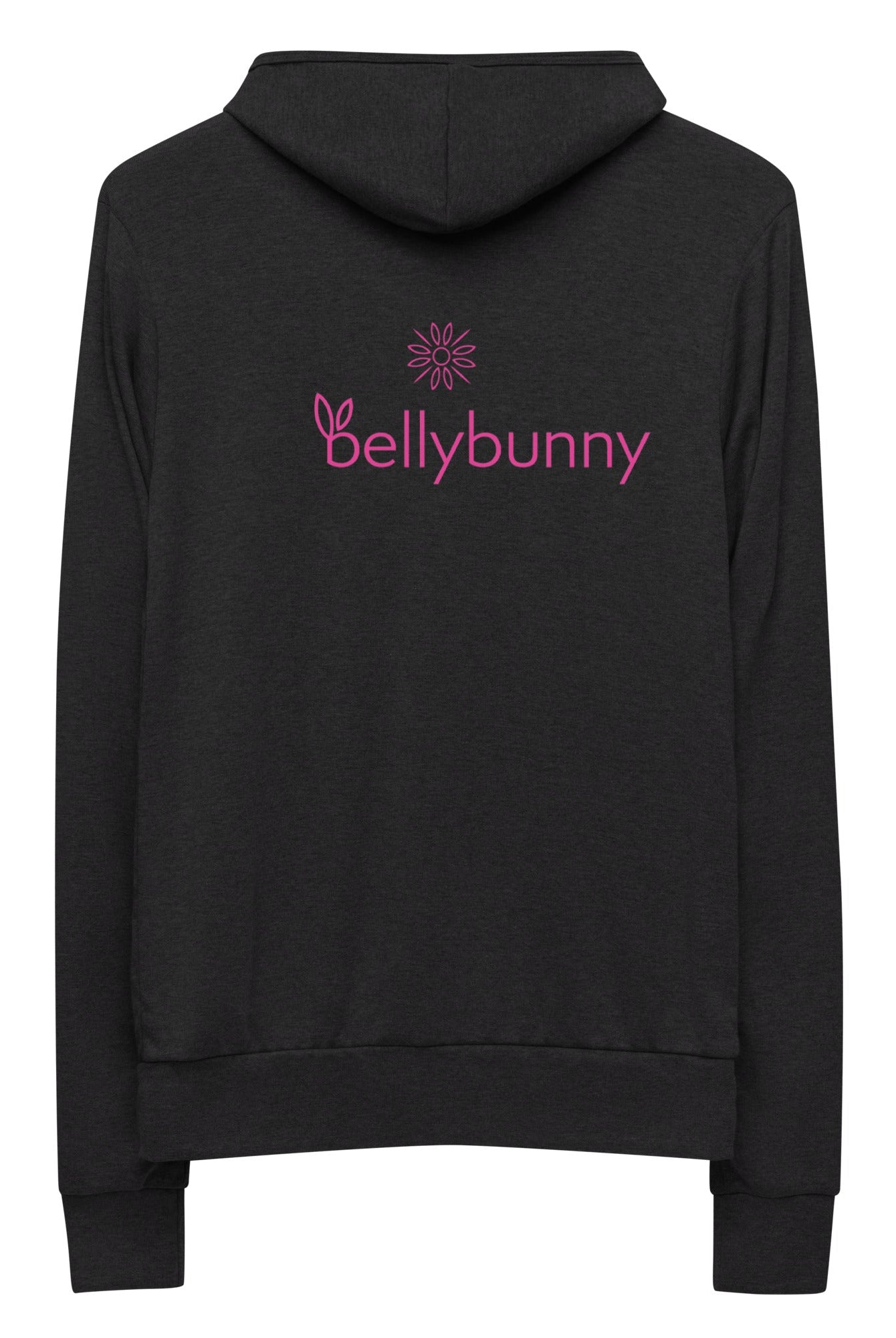 Bellybunny Women's Zip-Up Hoodie-Charcoal black Triblend-pink logo