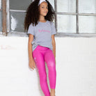 Bellybunny-Youth Leggings-pink with white logo