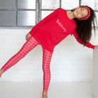 Bellybunny-Youth Leggings-red with sun pattern