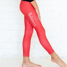 Bellybunny-Youth Leggings-red with white logo-side