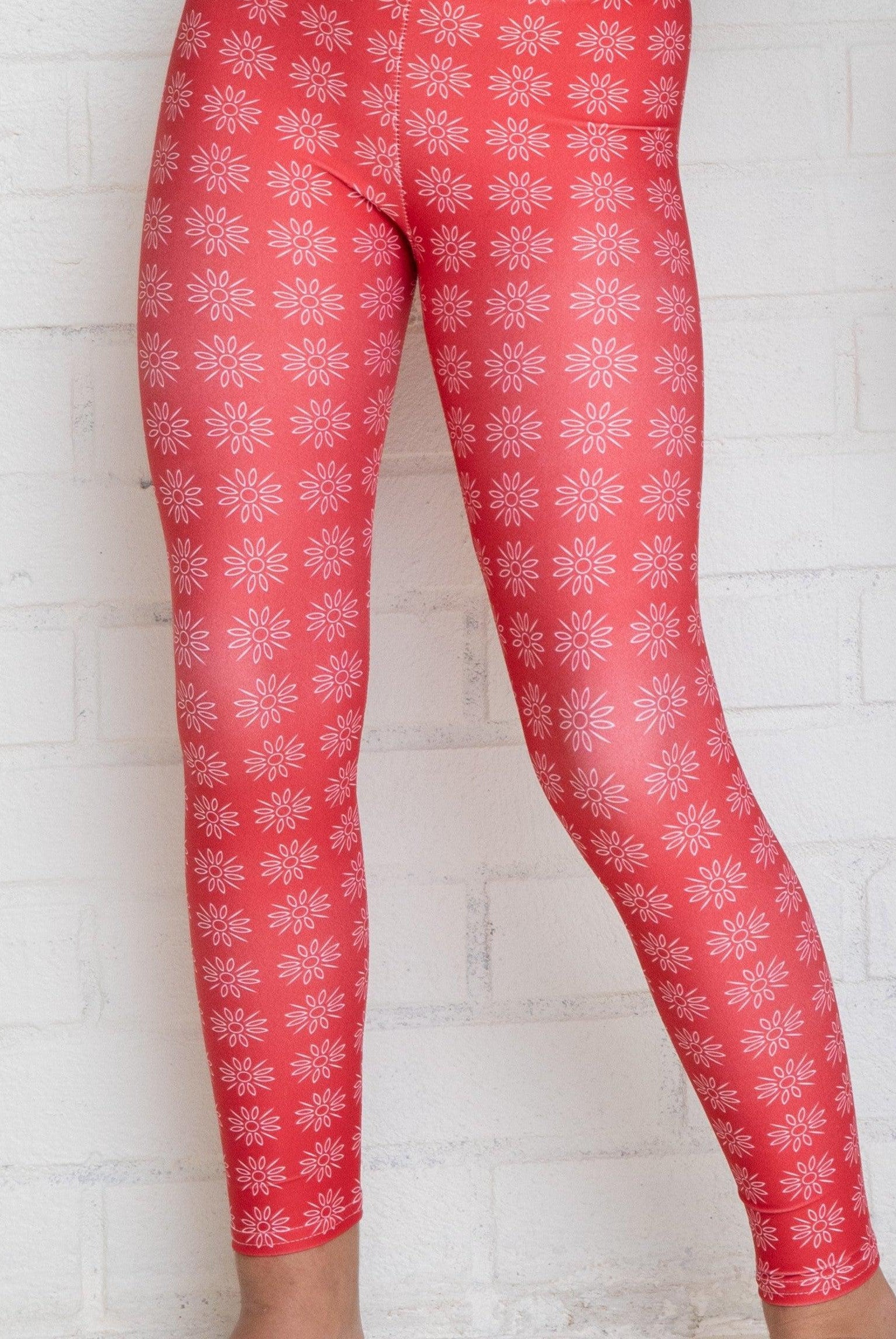 Bellybunny-Youth Leggings-red with sun pattern