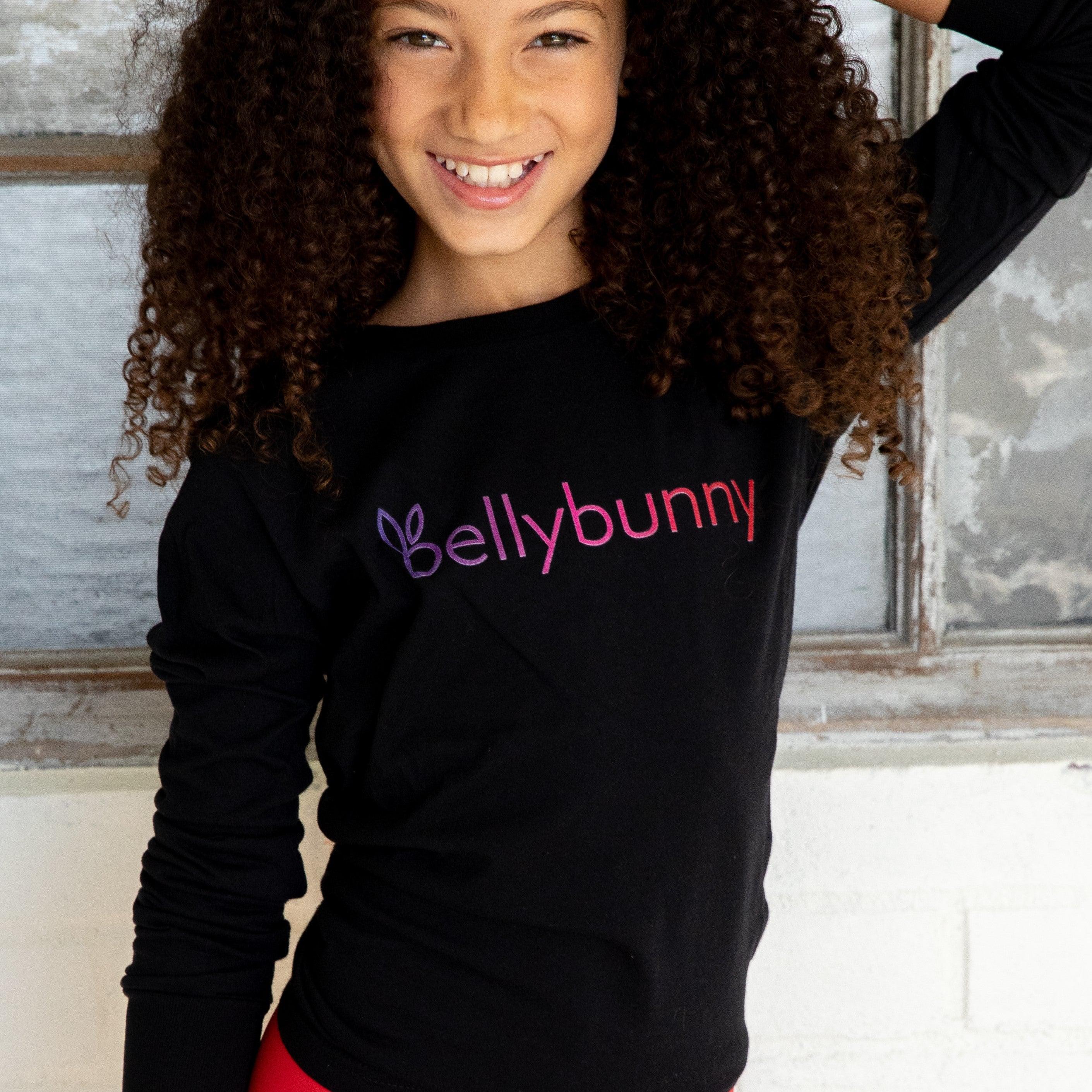 Bellybunny-Youth Long Sleeve T-Shirt-black with rainbow detail