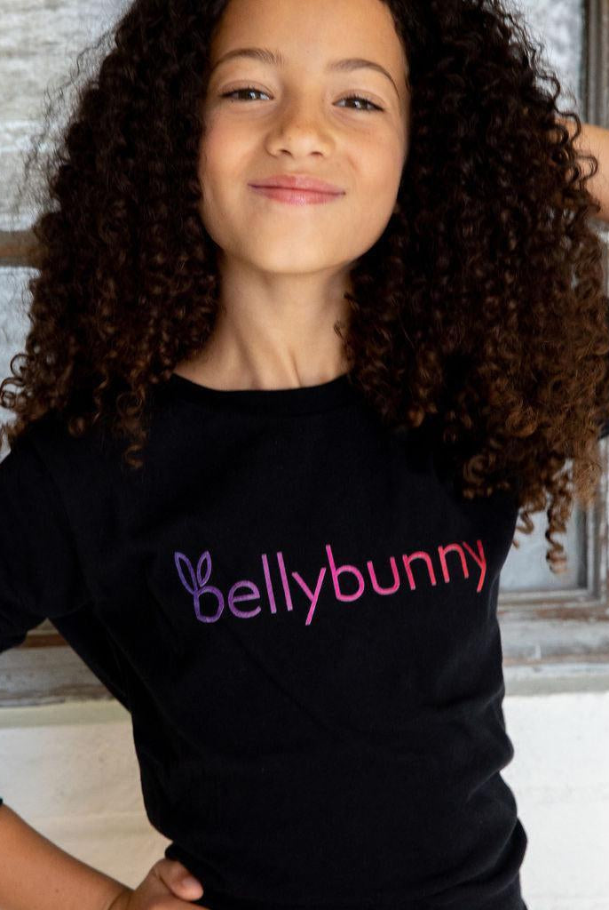 Bellybunny-Youth Long Sleeve T-Shirt-black with rainbow logo