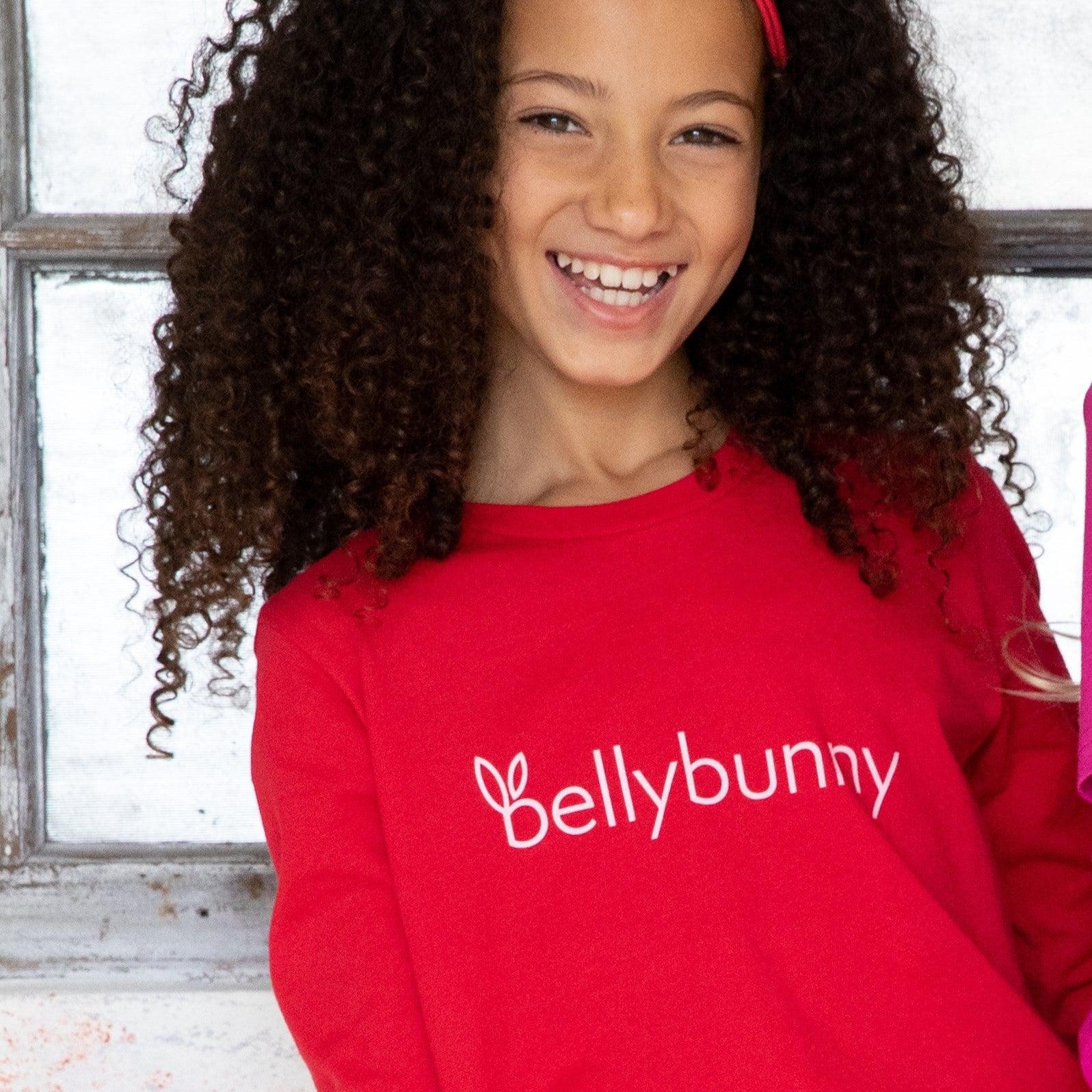 Bellybunny-Youth Long Sleeve T-Shirt-red with white logo